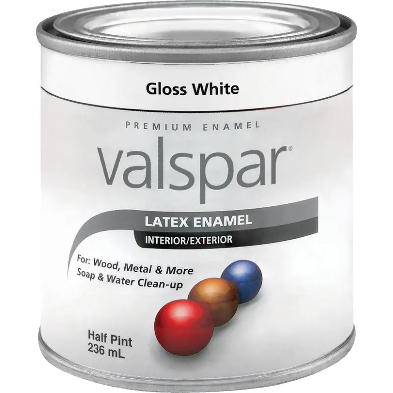 Valspar Premium Satin White Latex Enamel Paint – 1/2-Pint Size 1