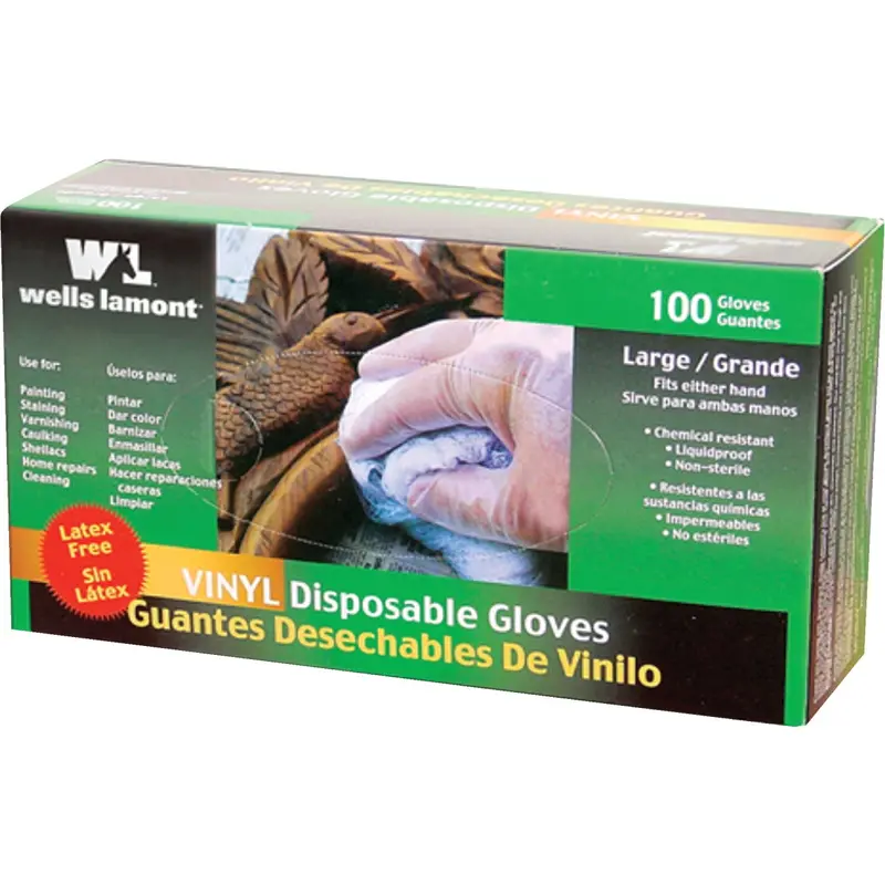 Wells Lamont Vinyl Disposable Gloves – Large, Powder-Free (100-Pack) 1