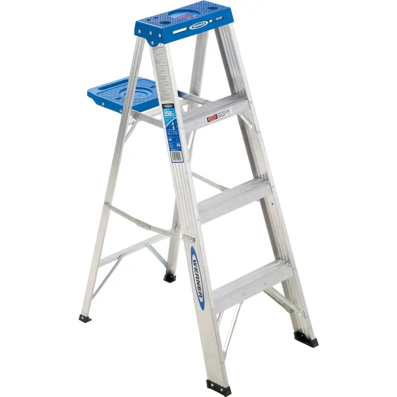 Werner 4-Foot Aluminum Step Ladder – Type I Duty Rating, 250 Lb Capacity 1